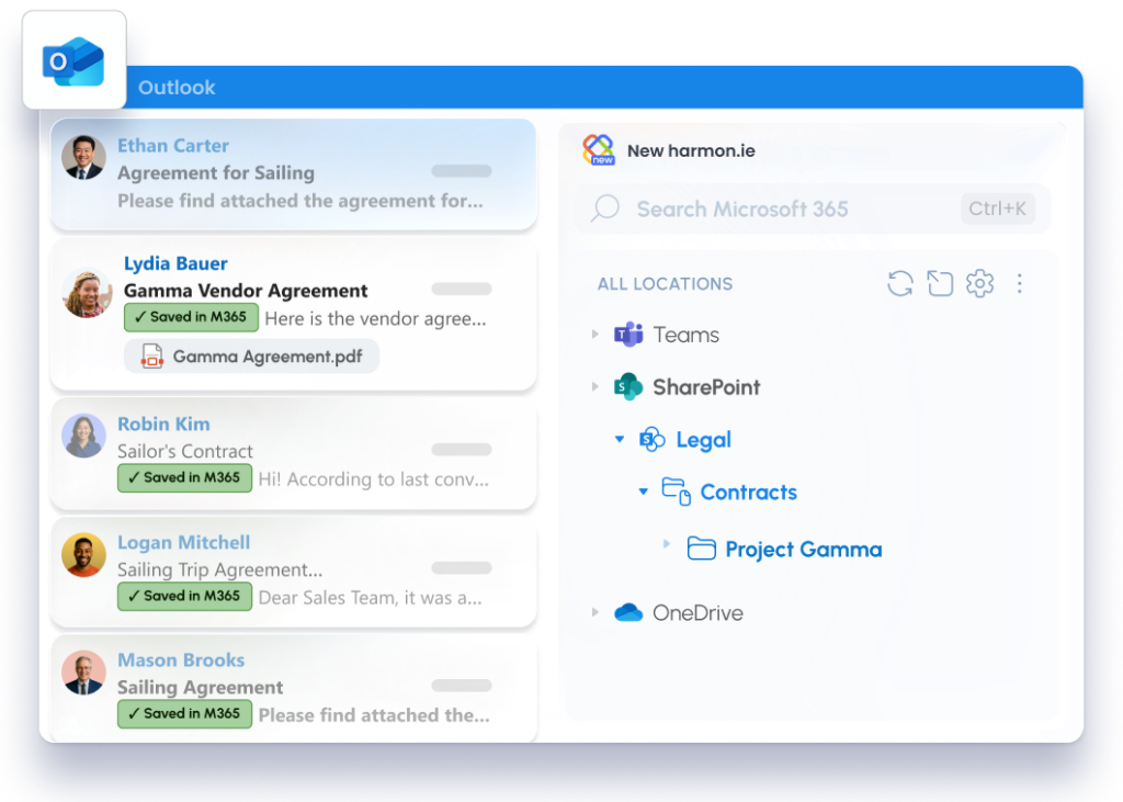 Email categories for shared items