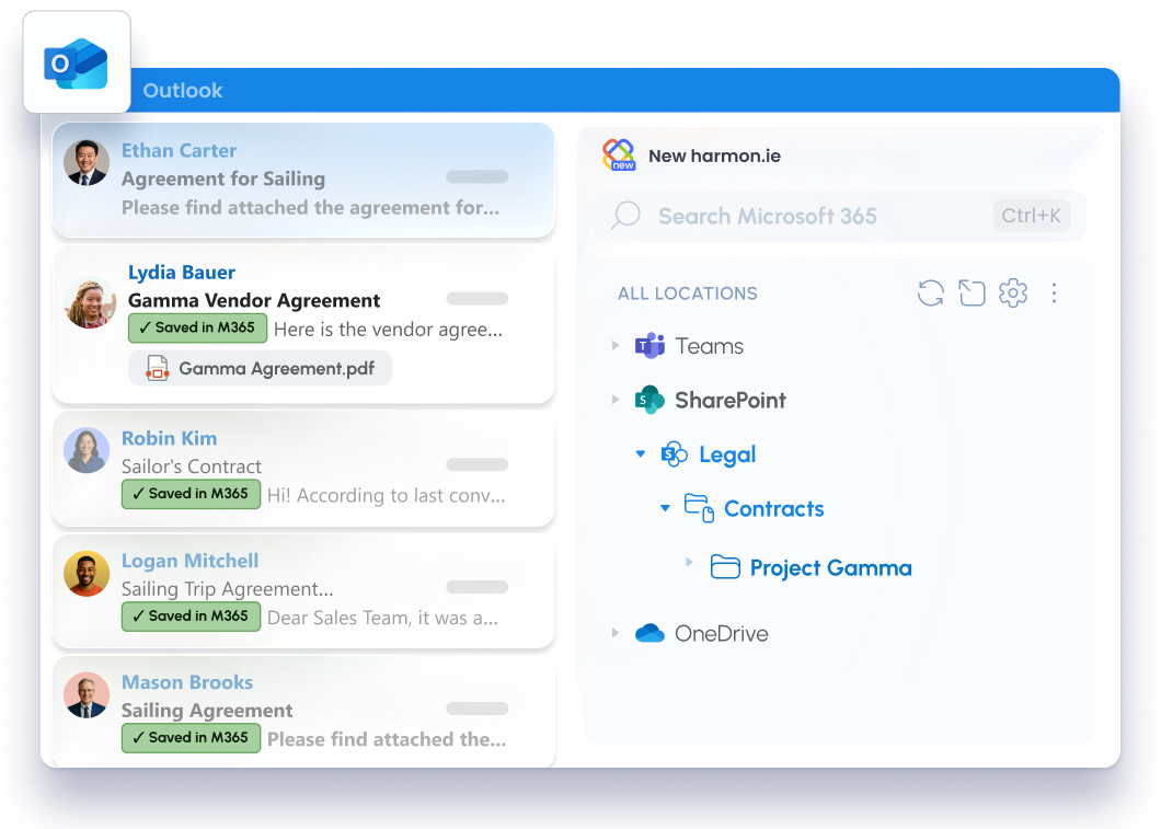 Email categories for shared items