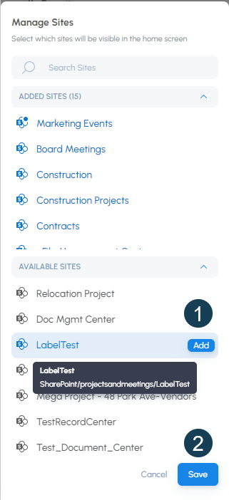 Add SharePoint sites