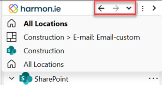 L’historique de navigation vous permet de revisiter les emplacements SharePoint.