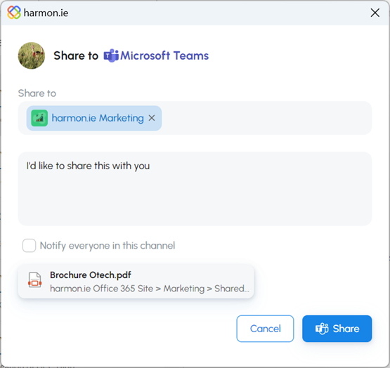 Share file to Teams